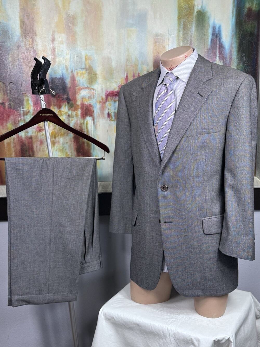 Brooks Brothers 1818 Madison Mens Gray Birdseye 2 Piece Suit 42R Pant 34/30